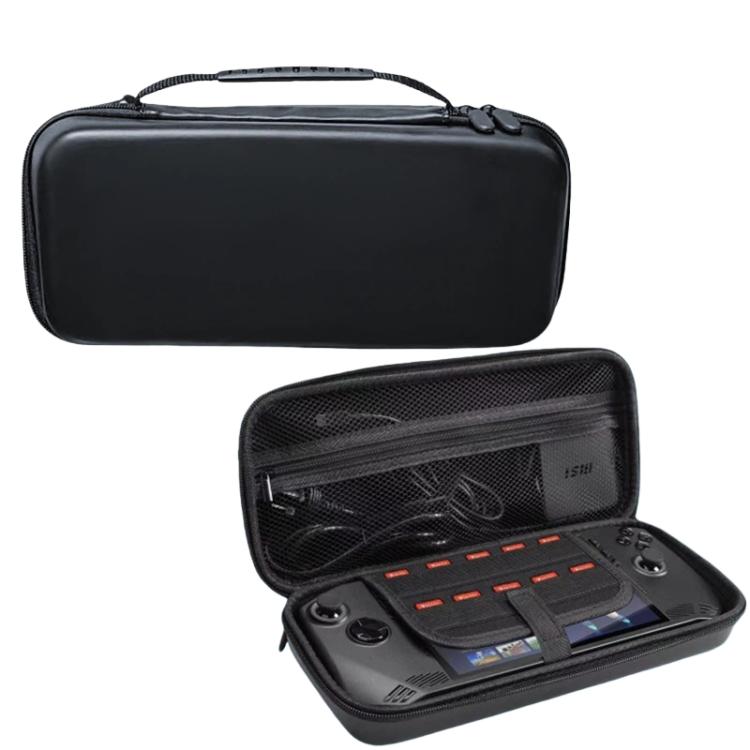 For Steam Deck OLED Hard Shell Protective Case PU Leather Portable Carry Bag with 10 Game Card Slots - Black