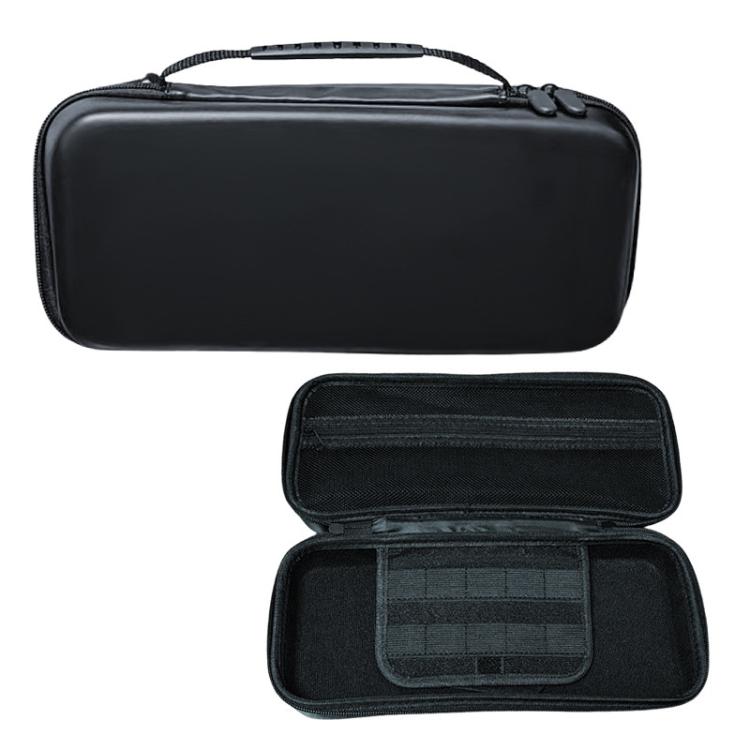 For Steam Deck OLED Hard Shell Protective Case PU Leather Portable Carry Bag with 10 Game Card Slots - Black