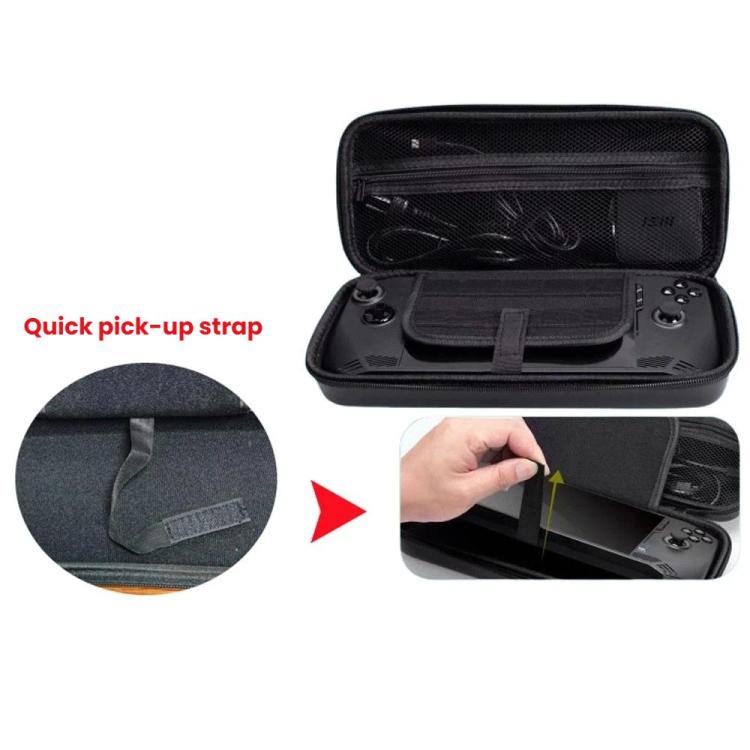 For Steam Deck OLED Hard Shell Protective Case PU Leather Portable Carry Bag with 10 Game Card Slots - Black