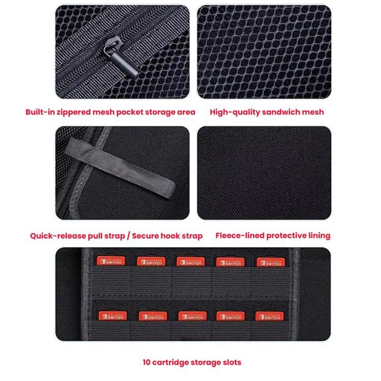 For Steam Deck OLED Hard Shell Protective Case PU Leather Portable Carry Bag with 10 Game Card Slots - Black