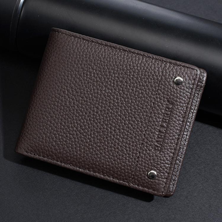 Baellerry D3110 Leather Men Compact Wallet With Lychee Texture Multiple Card Slots