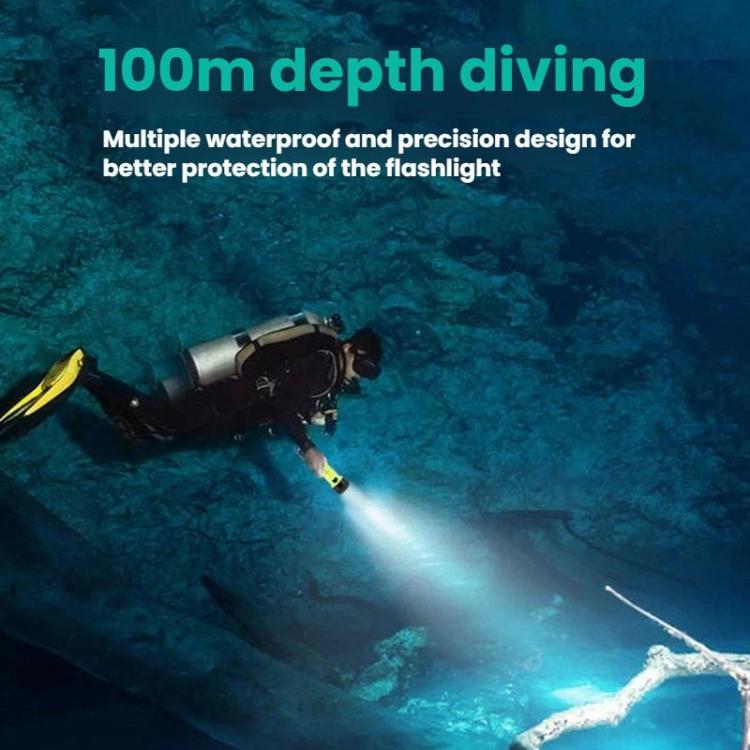 80m Waterproof Diving Flashlight Amphibious LED Light for Outdoor and Underwater Use External Battery Version