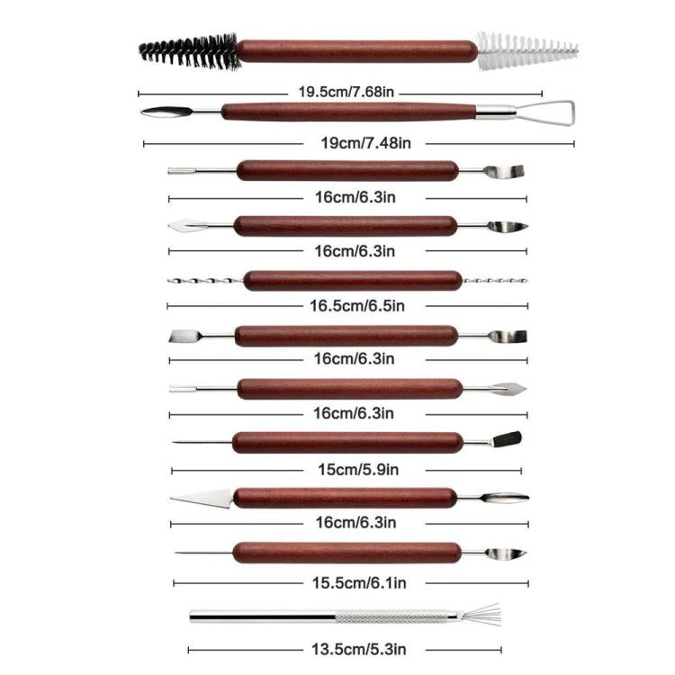 17 In 1 Clay Tools Set Stainless Steel Sculpting Carving Knives with Rosewood Handles for Polymer Clay, Pottery, Modeling, DIY Crafts