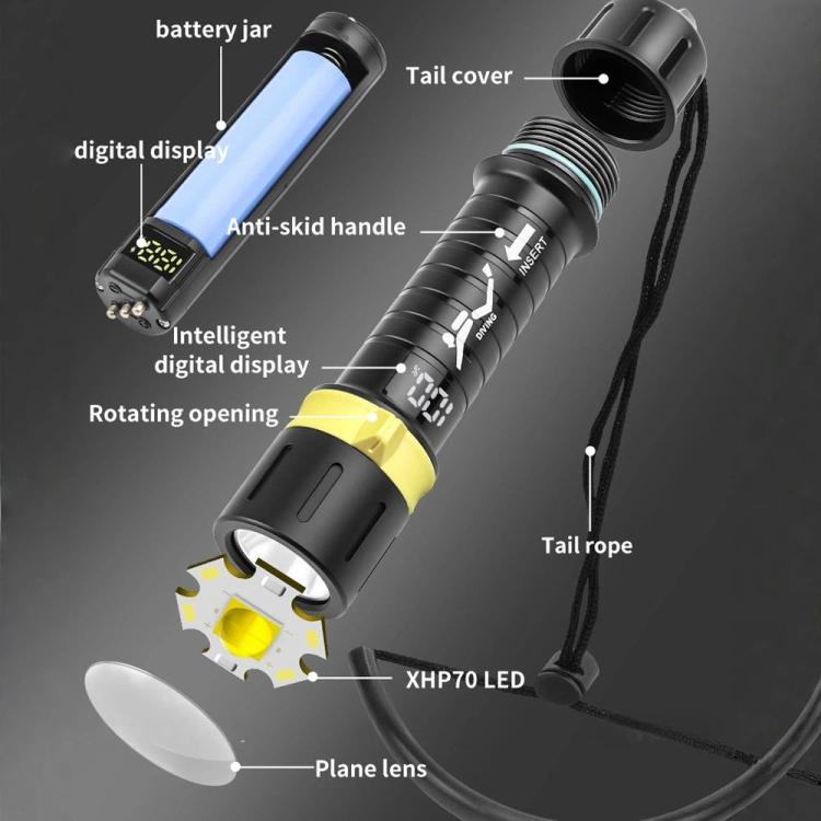XHP70 LED IPX8 Waterproof High-Power Diving Flashlight Magnetic Control Switch Rechargeable Dive Light Without Battery