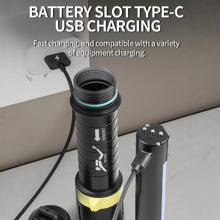 XHP70 LED IPX8 Waterproof High-Power Diving Flashlight Magnetic Control Switch Rechargeable Dive Light Without Battery