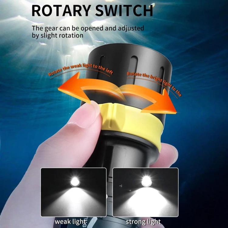 XHP70 LED IPX8 Waterproof High-Power Diving Flashlight Magnetic Control Switch Rechargeable Dive Light  Built In 21700 Battery