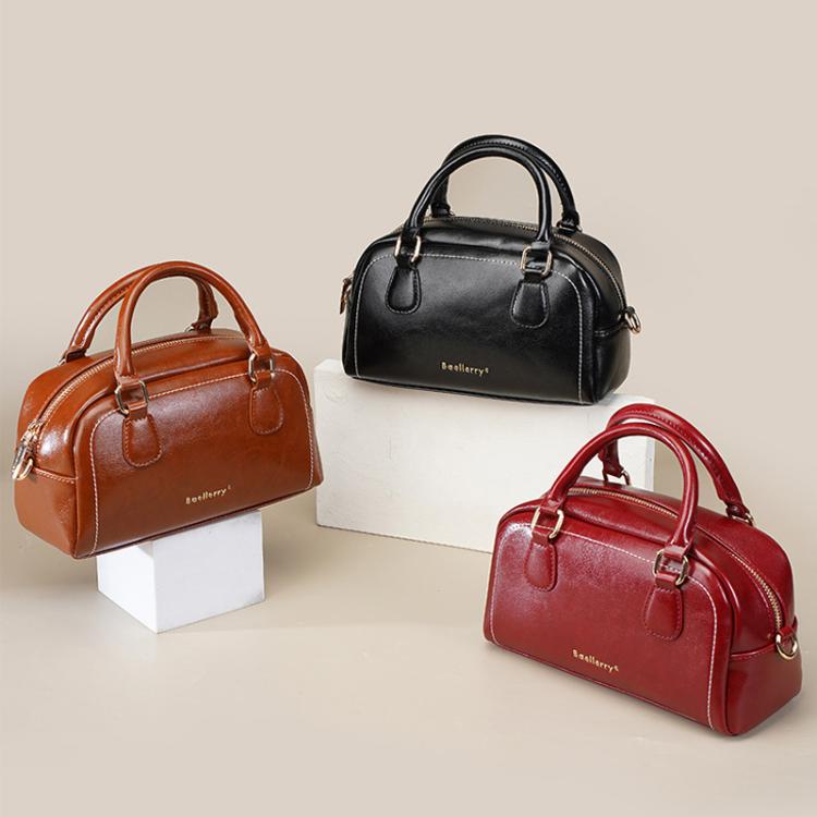 Baellerry N8942 Women Vintage Waxed Leather Tote Bag Crossbody Shoulder Bag