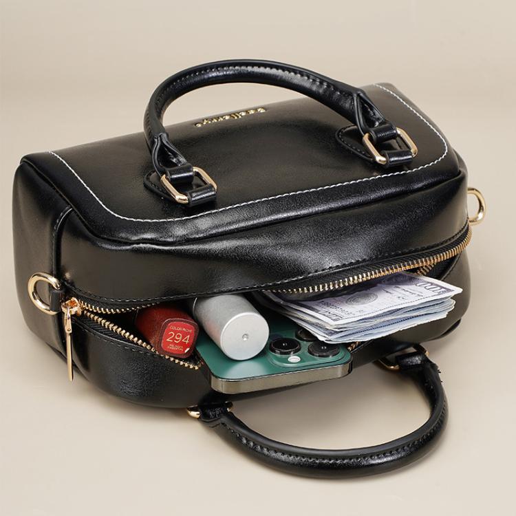 Baellerry N8942 Women Vintage Waxed Leather Tote Bag Crossbody Shoulder Bag