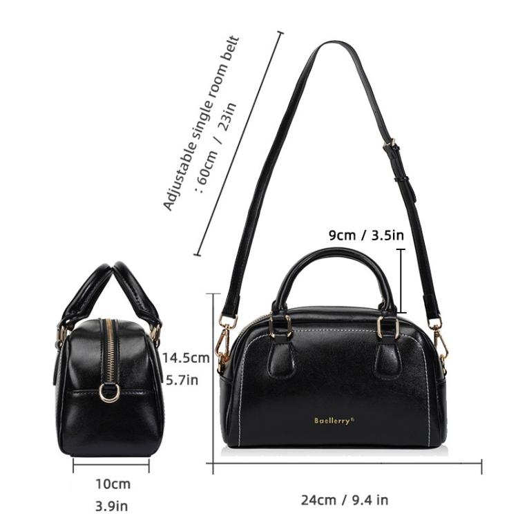 Baellerry N8942 Women Vintage Waxed Leather Tote Bag Crossbody Shoulder Bag