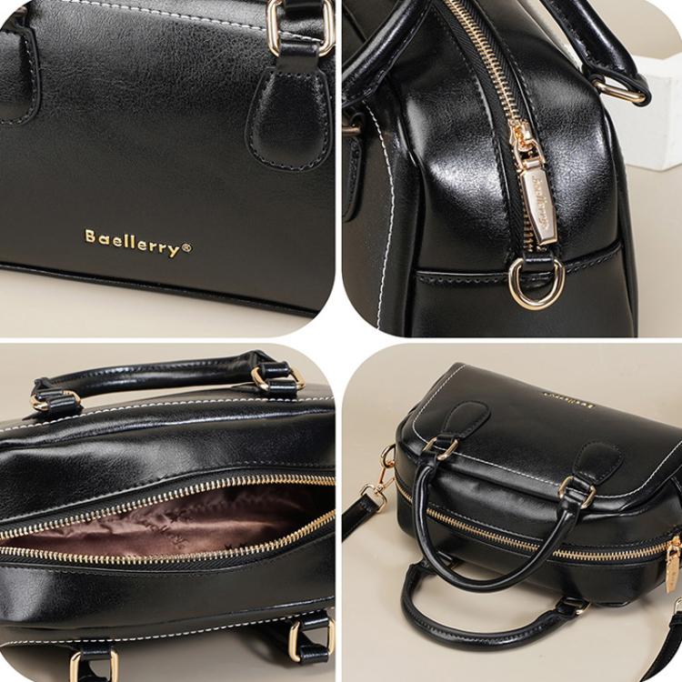 Baellerry N8942 Women Vintage Waxed Leather Tote Bag Crossbody Shoulder Bag