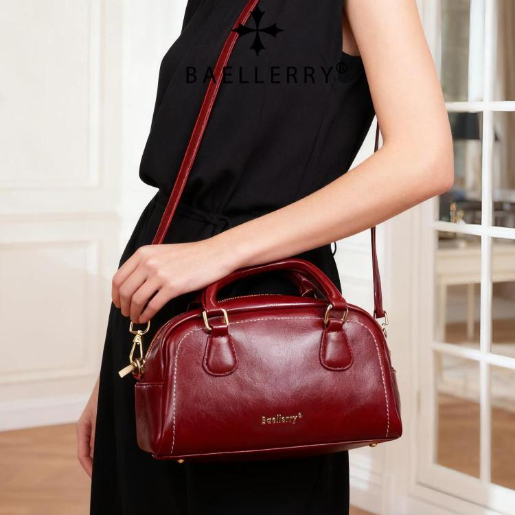 Baellerry N8942 Women Vintage Waxed Leather Tote Bag Crossbody Shoulder Bag