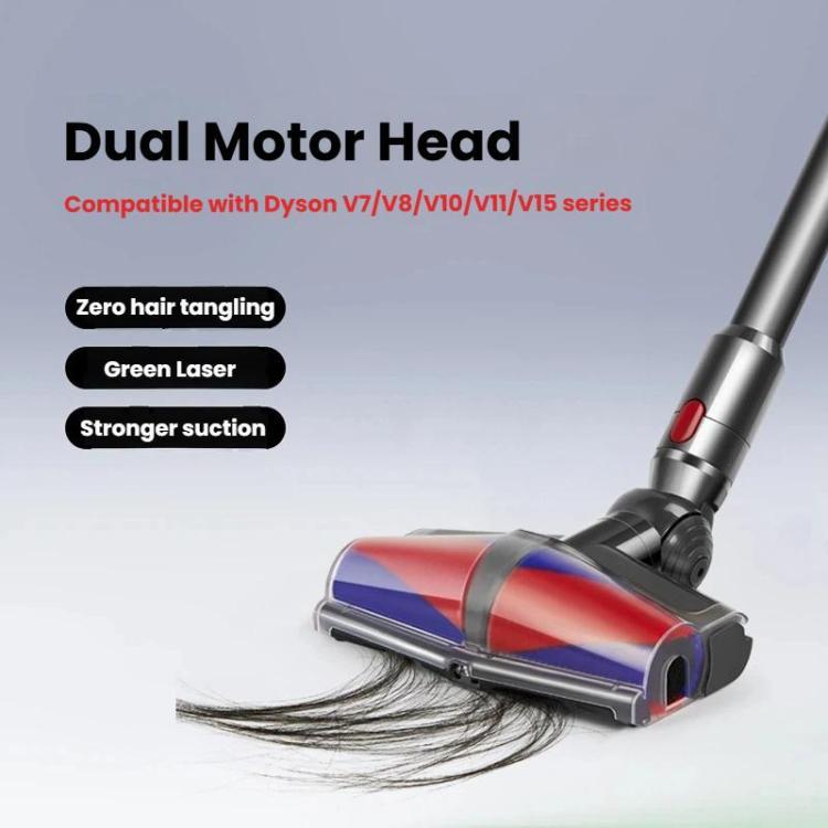 Dual Motor Soft Roller Cleaner Head For Dyson V10 Slim / V12 Slim Anti-Tangle Brush, Green Light Dust Reveal - E0008