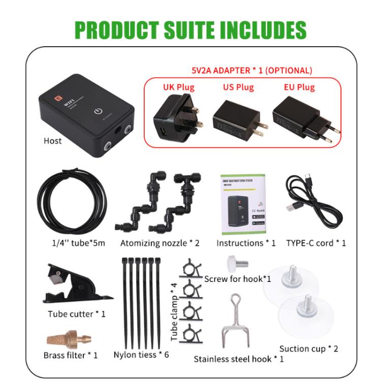 WiFi Misting System For Rainforest Vivariums Smart Timer Control Via Tuya App Low Noise Spray Kit UK Plug