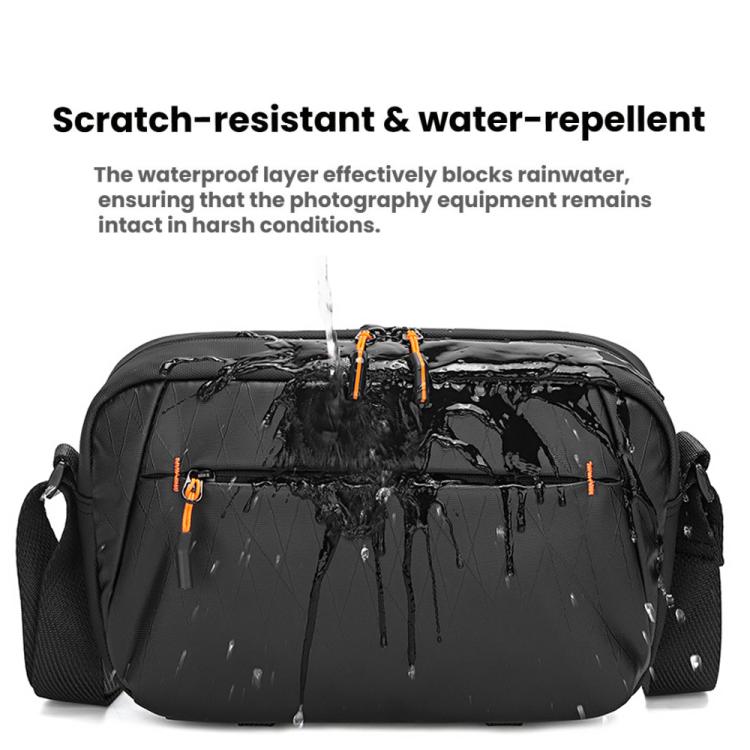 QISEMIAN XK110 Men Messenger Camera Bag Water-Resistant DSLR Photography Sling Bag With Removable Dividers & Tripod Mount - Black