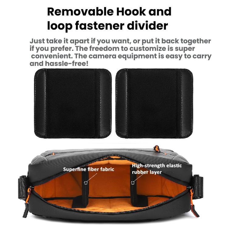QISEMIAN XK110 Men Messenger Camera Bag Water-Resistant DSLR Photography Sling Bag With Removable Dividers & Tripod Mount - Black