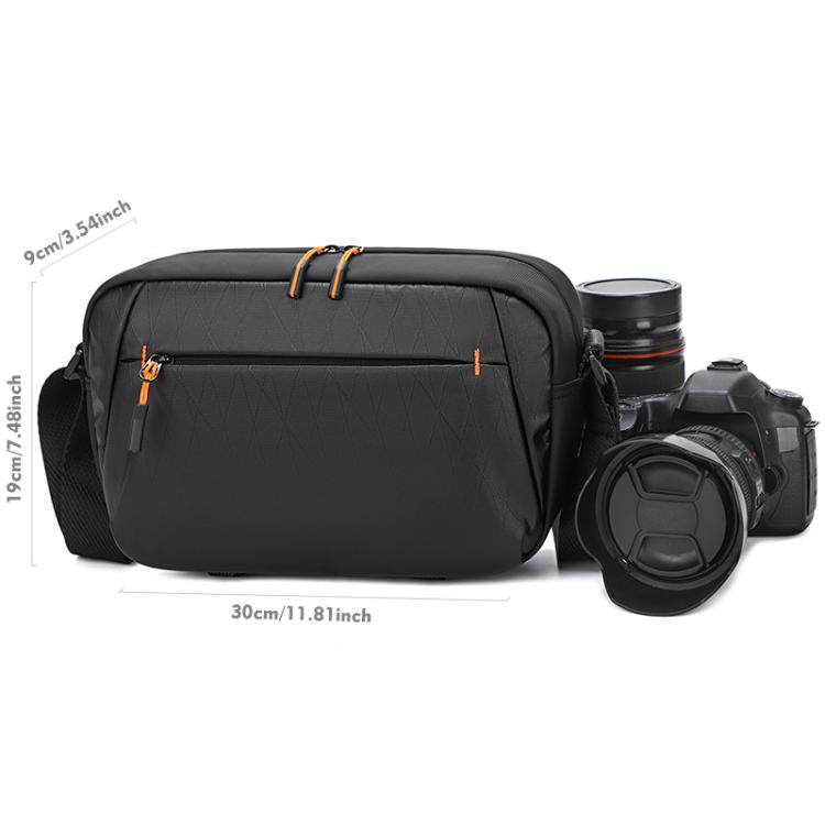 QISEMIAN XK110 Men Messenger Camera Bag Water-Resistant DSLR Photography Sling Bag With Removable Dividers & Tripod Mount - Black