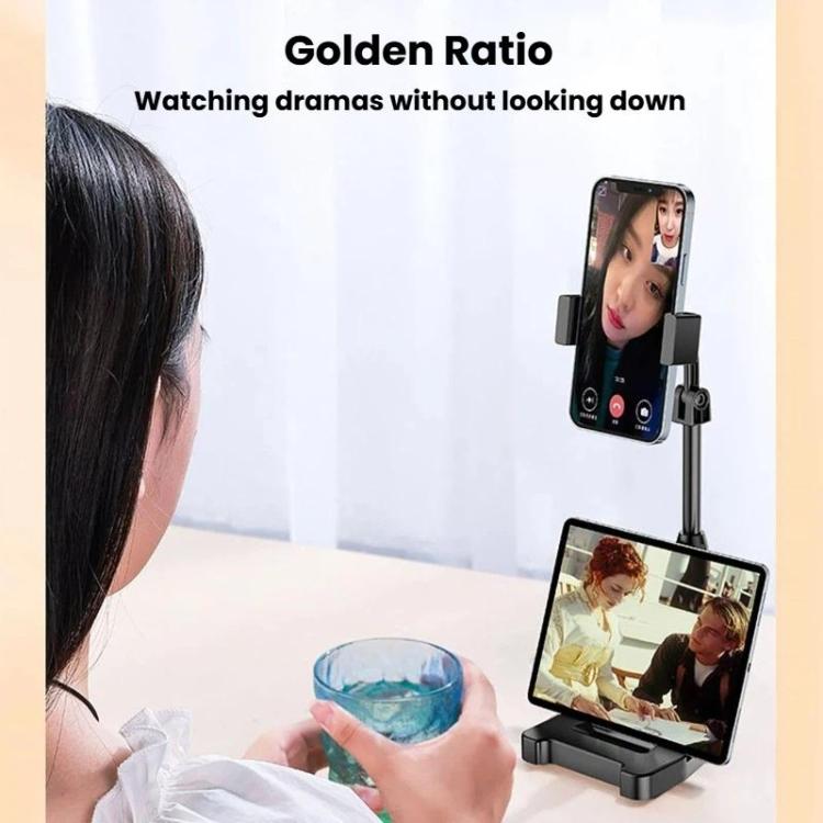 Rotatable Height-Adjustable Phone Stand Lazy Bracket For Live Stream & Selfie - Black