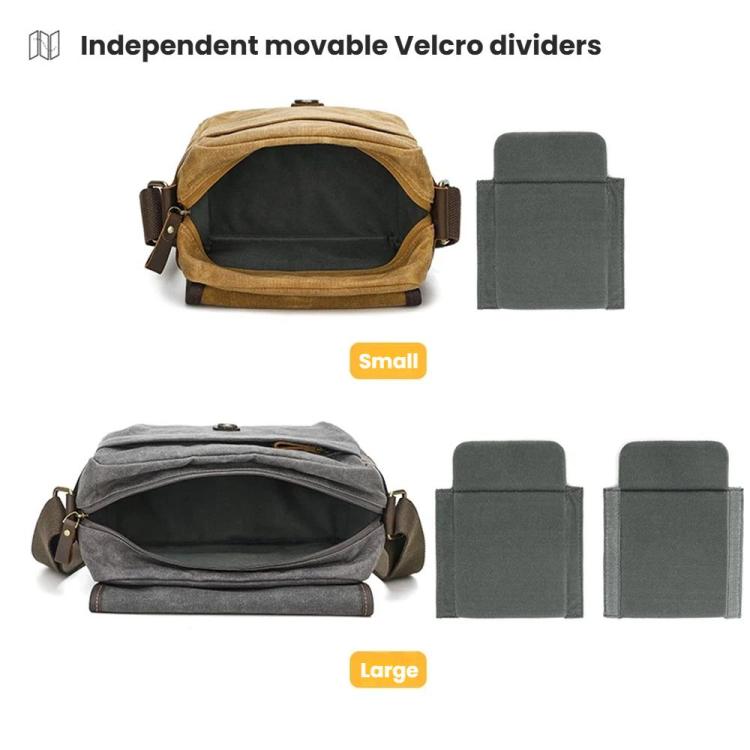 Waxed Canvas Camera Messenger Bag with Adjustable Dividers for DSLR Photography and Travel, Size: S Deep Gray