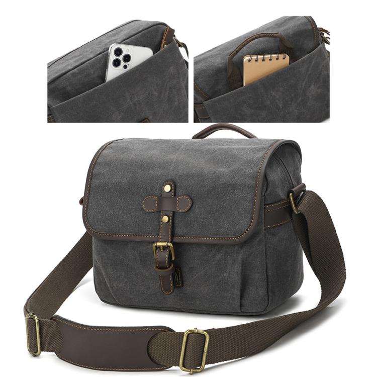 Waxed Canvas Camera Messenger Bag with Adjustable Dividers for DSLR Photography and Travel, Size: S Army Green