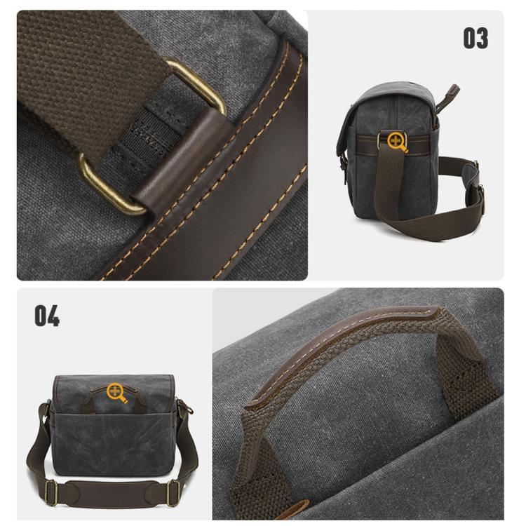 Waxed Canvas Camera Messenger Bag with Adjustable Dividers for DSLR Photography and Travel, Size: S Deep Gray