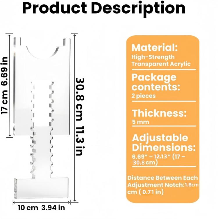2pcs /Set Prevent Sliding Wall Damage Adjustable Acrylic Spacer Pads, Specification: 6 Slot