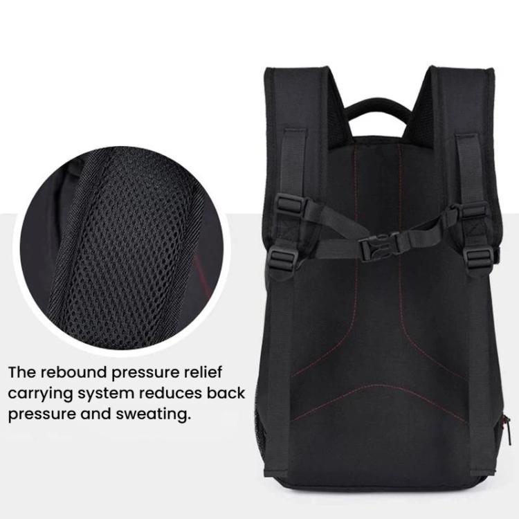 Waterproof Large-Capacity DSLR Camera Backpack Multi-Functional Lightweight Casual Bag - Black