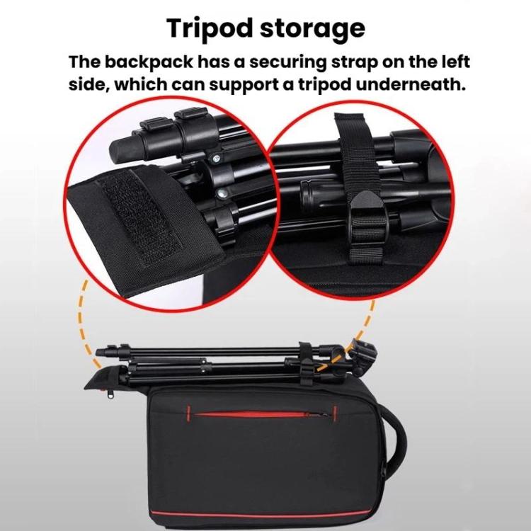 Waterproof Large-Capacity DSLR Camera Backpack Multi-Functional Lightweight Casual Bag - Black