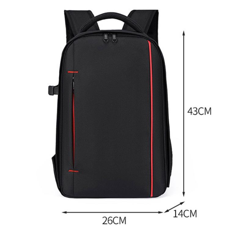 Waterproof Large-Capacity DSLR Camera Backpack Multi-Functional Lightweight Casual Bag - Black