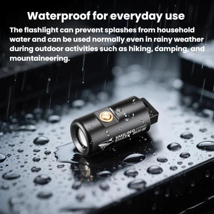 SMILING SHARK MINI03-S Outdoor Mini Flashlight Magnetic Charging Keychain Light - Black
