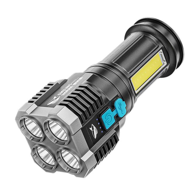 SMILING SHARK 863B Outdoor High-Brightness Portable Flashlight LED Torch With Side Light - Black