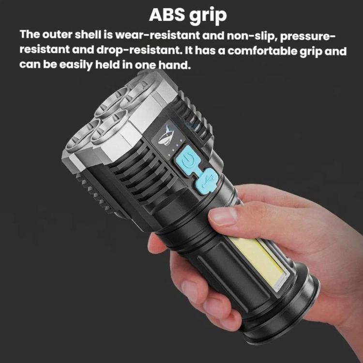 SMILING SHARK 863B Outdoor High-Brightness Portable Flashlight LED Torch With Side Light - Black