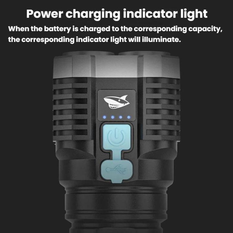 SMILING SHARK 863B Outdoor High-Brightness Portable Flashlight LED Torch With Side Light - Black