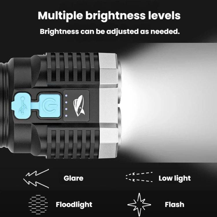 SMILING SHARK 863B Outdoor High-Brightness Portable Flashlight LED Torch With Side Light - Black