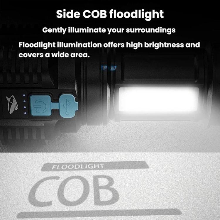 SMILING SHARK 863B Outdoor High-Brightness Portable Flashlight LED Torch With Side Light - Black