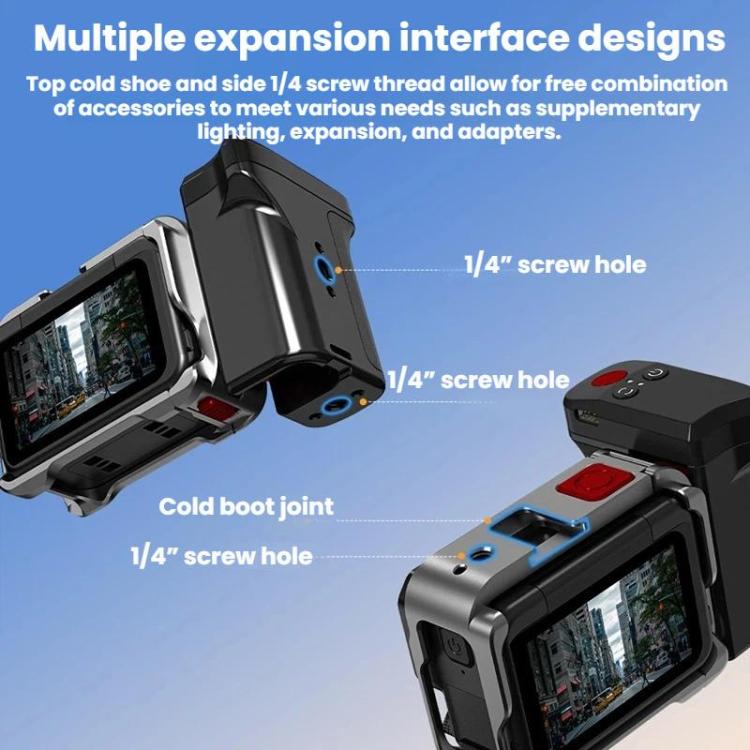 For Insta360 Ace Pro / 2 / X5 Flymile Magnetic Quick-Release Action Camera Street Shooting Handle - Black