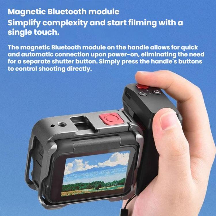 For Insta360 Ace Pro / 2 / X5 Flymile Magnetic Quick-Release Action Camera Street Shooting Handle - Black