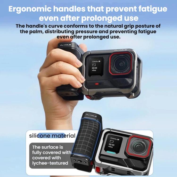 For Insta360 Ace Pro / 2 / X5 Flymile Magnetic Quick-Release Action Camera Street Shooting Handle - Black
