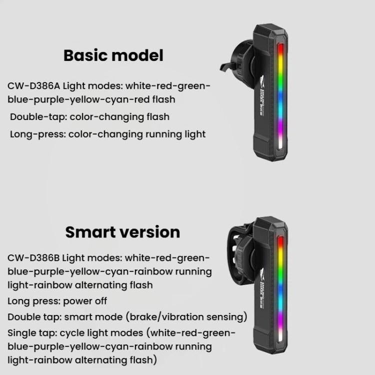 SMILING SHARK CW-D386A Basic Version Outdoor Bike Colorful Taillight Night Warning Light For Mountain & Road Bikes