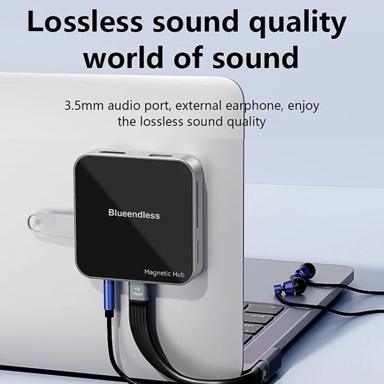 Blueendless MC810 8 Ports Magnetic Type-C Dock HUB 4K 60Hz HD USB3.2 Splitter Phone Tablet Adapter