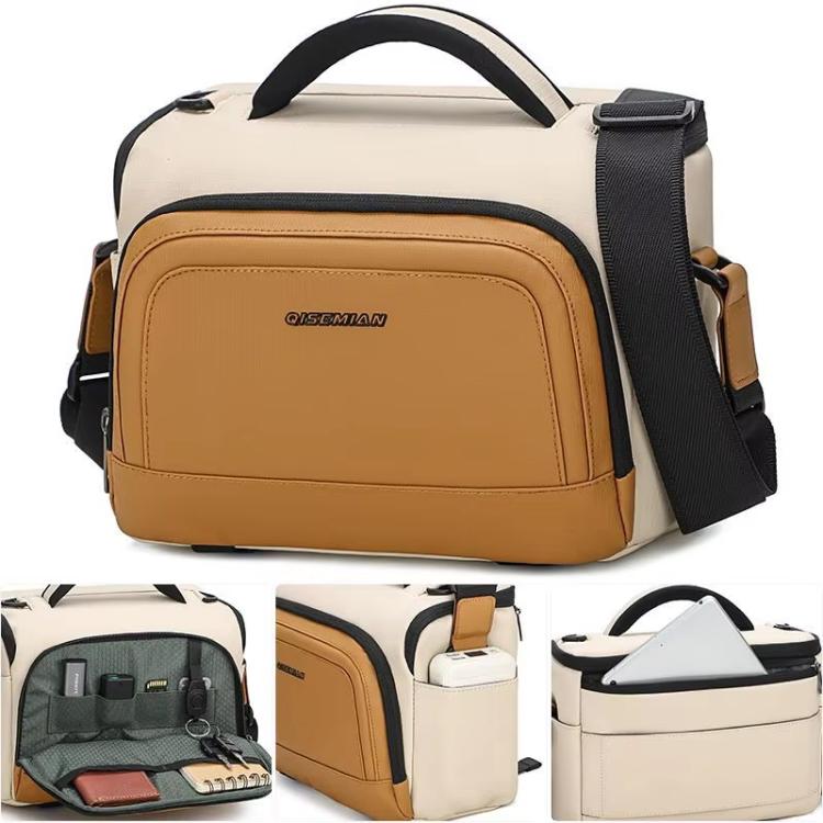 QISEMIAN Crossbody Camera Bag Water-Resistant Sling Messenger Bag With Tripod Mount & Luggage Strap
