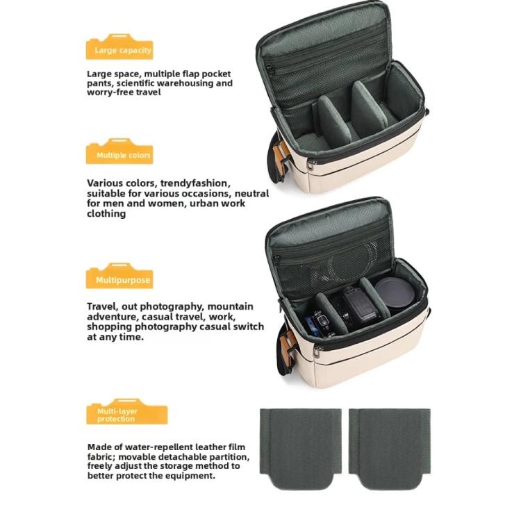 QISEMIAN Crossbody Camera Bag Water-Resistant Sling Messenger Bag With Tripod Mount & Luggage Strap