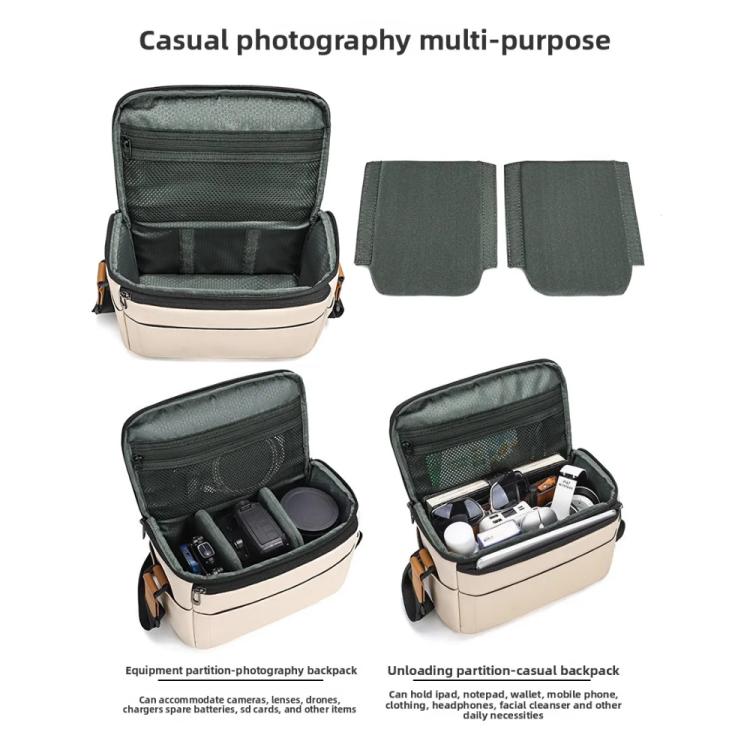 QISEMIAN Crossbody Camera Bag Water-Resistant Sling Messenger Bag With Tripod Mount & Luggage Strap