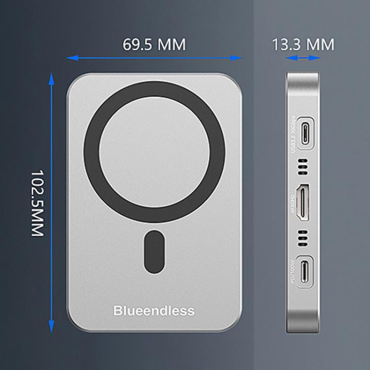 Blueendless MC806 8 In 1 Magnetic Dock NVMe SSD Enclosure USB 3.2 Hub