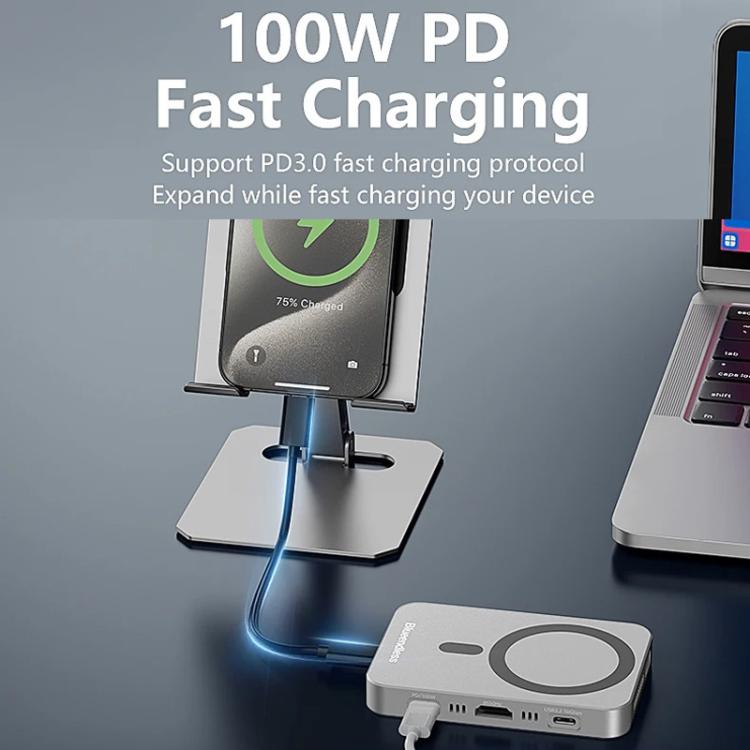 Blueendless MC806 8 In 1 Magnetic Dock NVMe SSD Enclosure USB 3.2 Hub