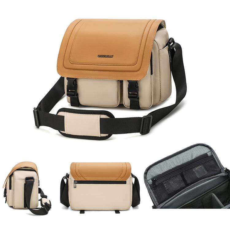 QISEMIAN Crossbody Camera Bag Water-Resistant Sling Messenger Bag With Tripod Mount