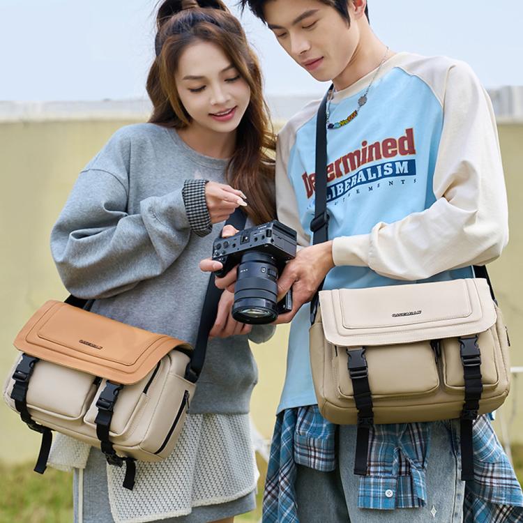 QISEMIAN Crossbody Camera Bag Water-Resistant Sling Messenger Bag With Tripod Mount