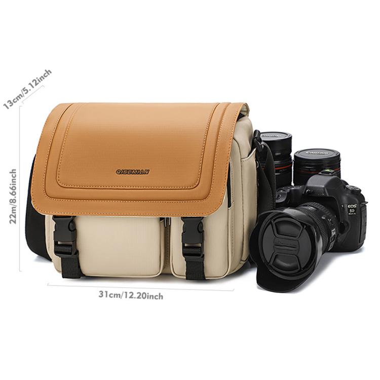 QISEMIAN Crossbody Camera Bag Water-Resistant Sling Messenger Bag With Tripod Mount