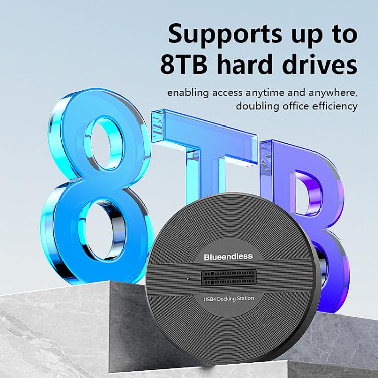 Blueendless SD04P 40Gbps Hard Drive Dock USB 4.0 Enclosure M.2 NVMe SSD Computers External Reader - Dark Gray