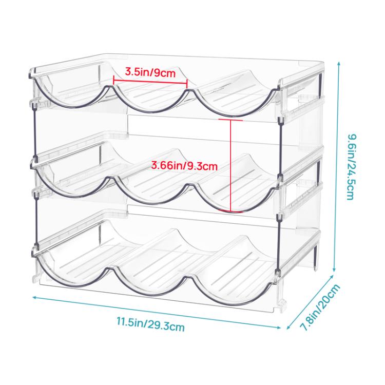 Household Wine Storage Rack Transparent Stackable Water Bottle Organizer, Style: 3-Unit