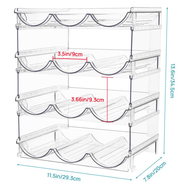 Household Wine Storage Rack Transparent Stackable Water Bottle Organizer, Style: 3-Unit